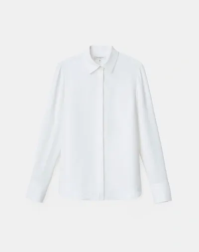 Lafayette 148 Plus-size Silk Double Georgette Blouse In White