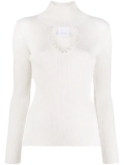 Bevza Roll-neck Open-detail Jumper In Weiss