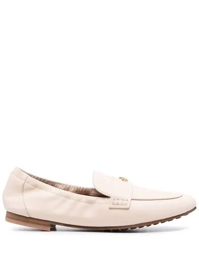 Tory Burch Logo-plaque Loafers In 122 New Cream