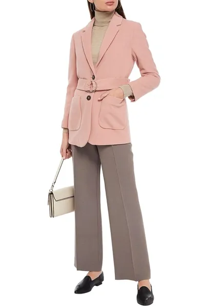 American Vintage Belted Wool-blend Felt Jacket In Baby Pink