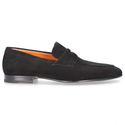 Santoni Loafers 17511 Suede In Black