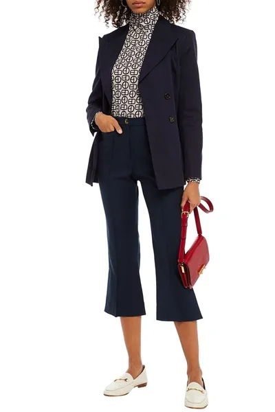 Alexa Chung Wool-twill Kick-flare Pants In Blue