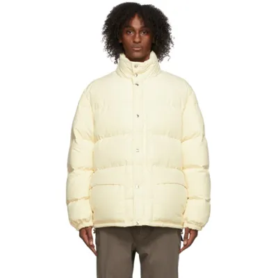 Jil Sander Quilted Recycled Fabric Down Jacket With High Collar In Light Beige