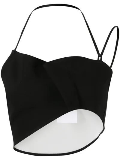 Paris Georgia Franca Asymmetric Crop Top In Black