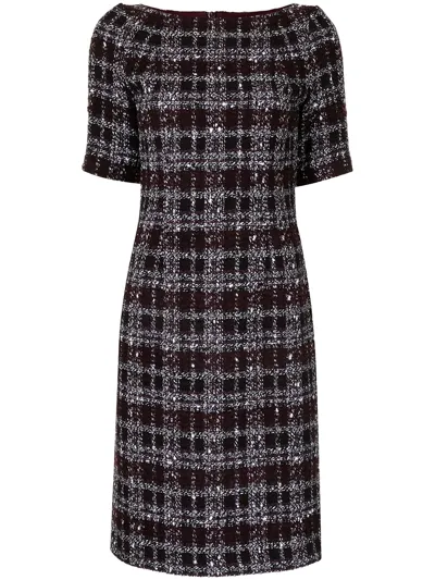 Paule Ka Tweed Fitted Dress In Purple