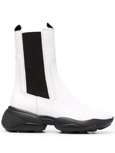 Hogan Mid-calf Leather Boots In White