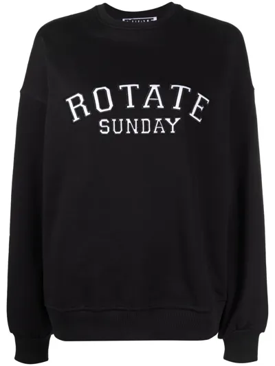 Rotate Birger Christensen Rotate Iris Logo Embroidered Crewneck Sweatshirt In Black