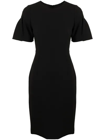 Paule Ka Crepe Satin Fitted Dress In Schwarz