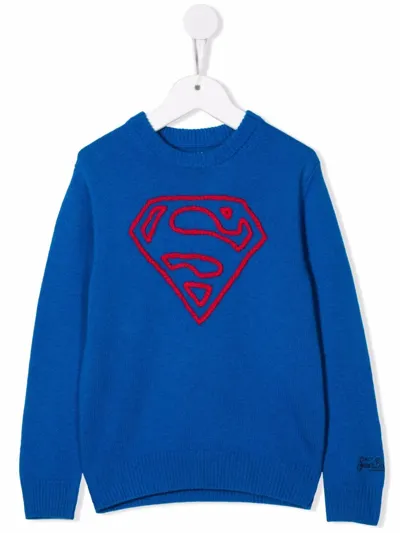 Mc2 Saint Barth Superman Knitted Jumper In 蓝色