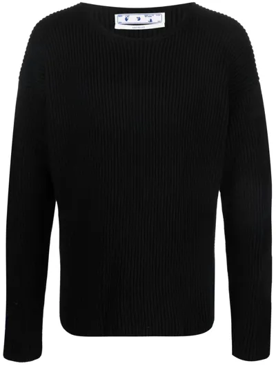 Off-white Diag Stripe Round-neck Jumper In 黑色