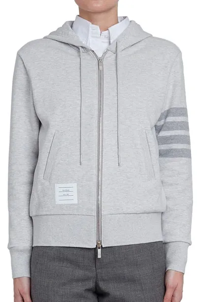 Thom Browne Light Grey 4-bar Zipped Hoodie In Pastel Grey