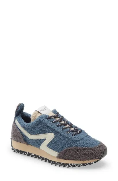 Rag & Bone Retro Runner Faux Shearling Sneakers In Eiffel Blue