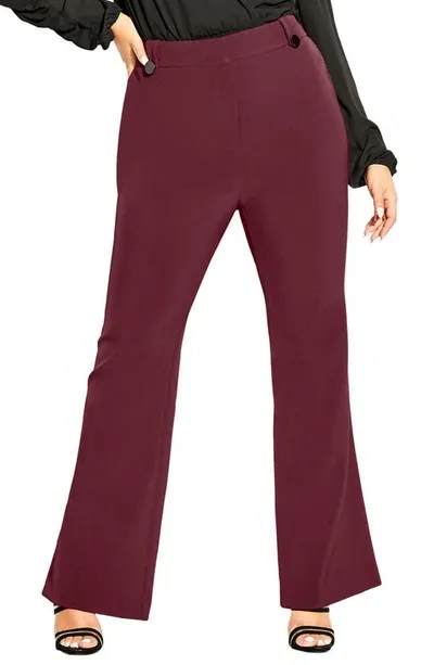 City Chic Tuxe Luxe High Waist Pants In Claret