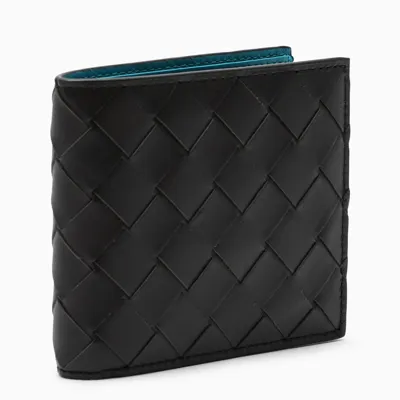 Bottega Veneta Fondant/petrol Green Intreccio Weave Wallet In Brown