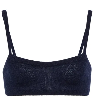 Khaite Knitted Sweetheart Bra Top In Blue