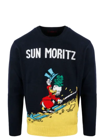 Mc2 Saint Barth Sun Moritz Print Sweater In Blue