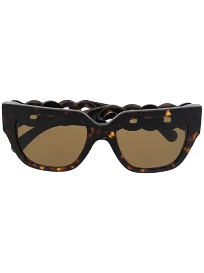 Versace Sculpted Square Sunglasses In Brown