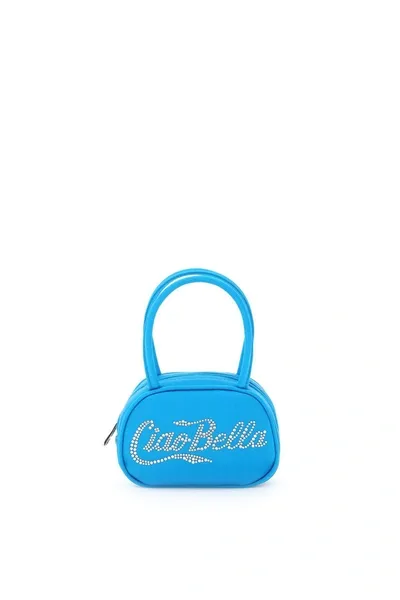 Amina Muaddi Amini Bella Crystal Mini Bag In Blue