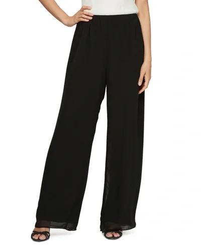 Alex Evenings Silky Chiffon Basic Pant Dress In Black