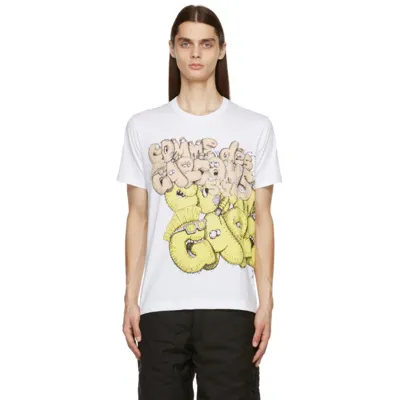 Comme Des Garçons Shirt X Kaws Character Logo-print T-shirt In White