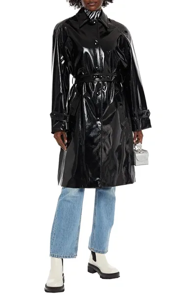 Rabanne Coated-gabardine Trench Coat In Black