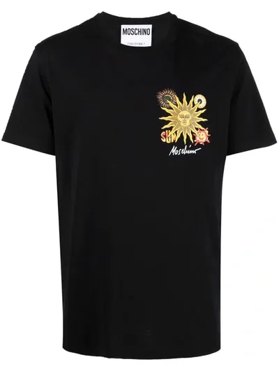 Moschino Mosschino Shirt With Sun Smiley Print With Logo In Black