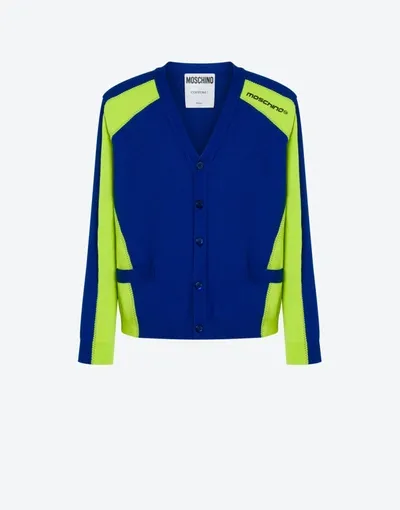 Moschino Two-tone Panelled Cardigan In Electric Blue