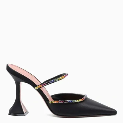 Amina Muaddi Black Gilda Mules With Multicolour Crystals