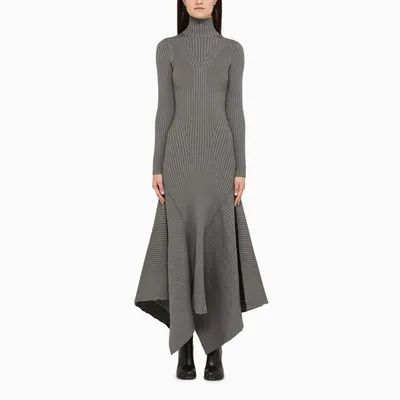 Ami Alexandre Mattiussi Grey Asymmetric Ribbed Long Dress