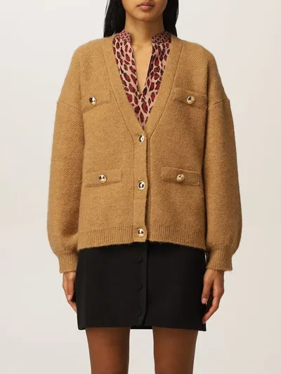 Liu •jo Cardigan In Wool Blend In Camel