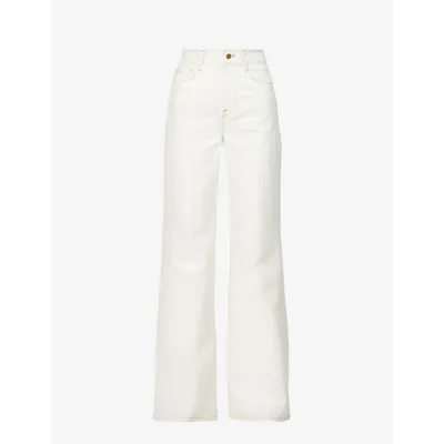 Frame Le Palazzo High-rise Flared Cotton-twill Jeans In White