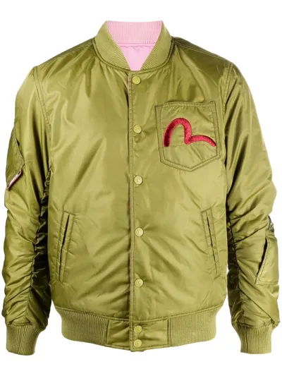 Evisu X Sfera Ebbasta Logo-embroidered Bomber Jacket In Green