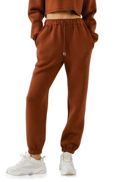 Grey Lab Drawstring Joggers In Brown