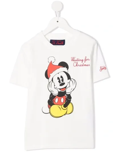 Mc2 Saint Barth Mickey Christmas T-shirt In 白色