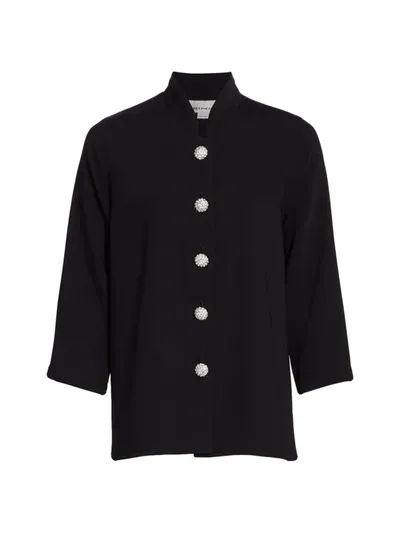 Caroline Rose Women's Suzette Pavé-button Crepe Jacket In Black