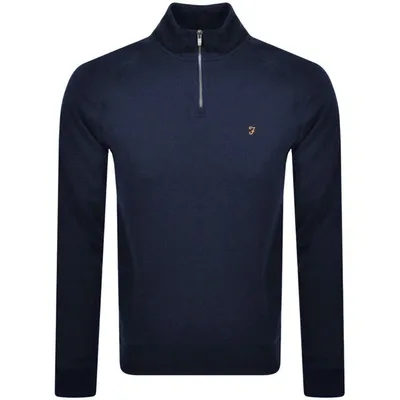 Farah Vintage Jim Half Zip Sweatshirt Navy