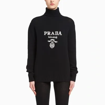 Prada Black Logoed Turtle Neck Sweater