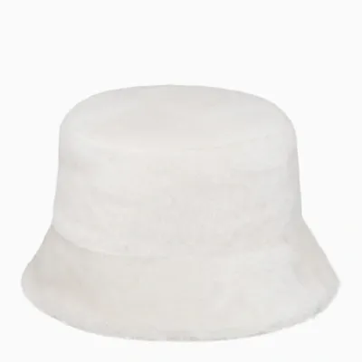 Prada White Shearling Bucket Hat