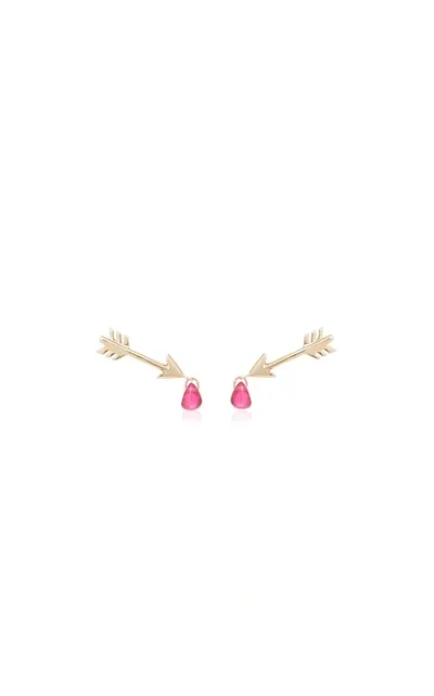 Rachel Quinn Artemis 14k Yellow Gold Ruby Earrings