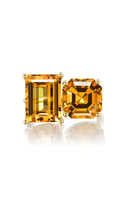 Jane Taylor Cirque 14k Yellow Gold Citrine Ring In Orange