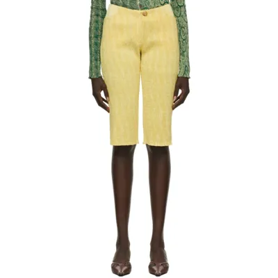 Super Yaya Ssense Exclusive Yellow Shirred Shorts