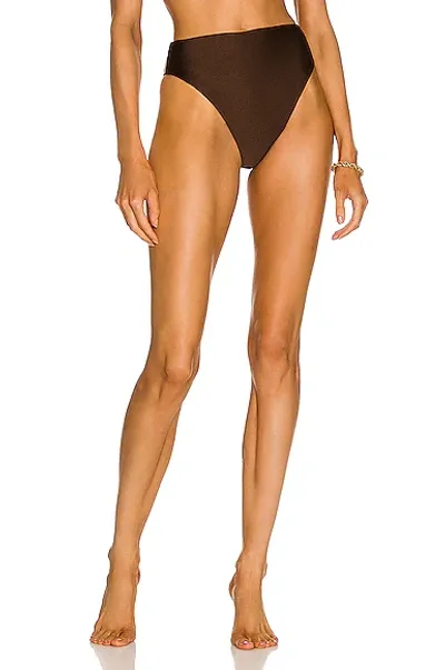 Jade Swim Incline High-rise Bikini Bottoms In Chocolate Sheen