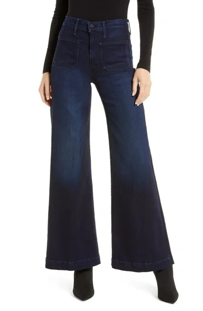 Mother The Swooner Roller Skimp High Waist Wide Leg Jeans In Blue