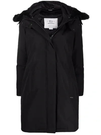 Woolrich Bow Bridge Hooded Coat In Black