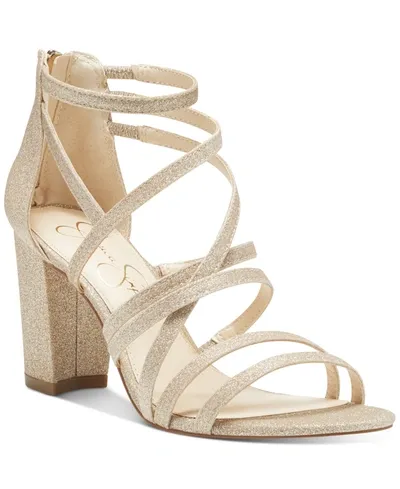 Jessica Simpson Women's Stassey Strappy Block Heel Dress Sandals Women's Shoes In Champagne