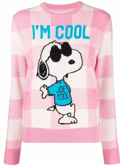 Mc2 Saint Barth Gingham Snoopy Jumper In Rosa