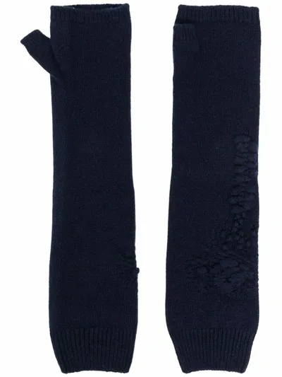 Barrie Fingerless Cashmere Mittens In Blau