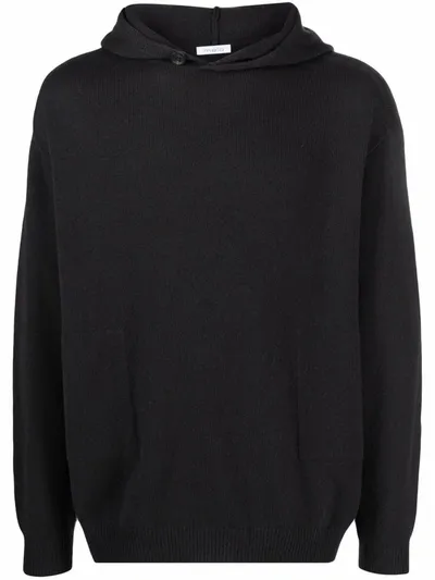 Malo Ribbed-knit Hooded Sweatshirt In Black