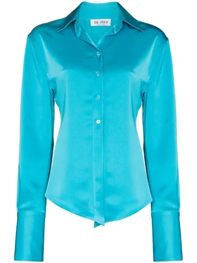 Attico Lily Long-sleeve Shirt In Capri Blue