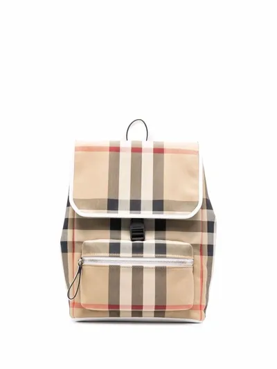 Burberry Vintage Check Printed Backpack In Neutrals